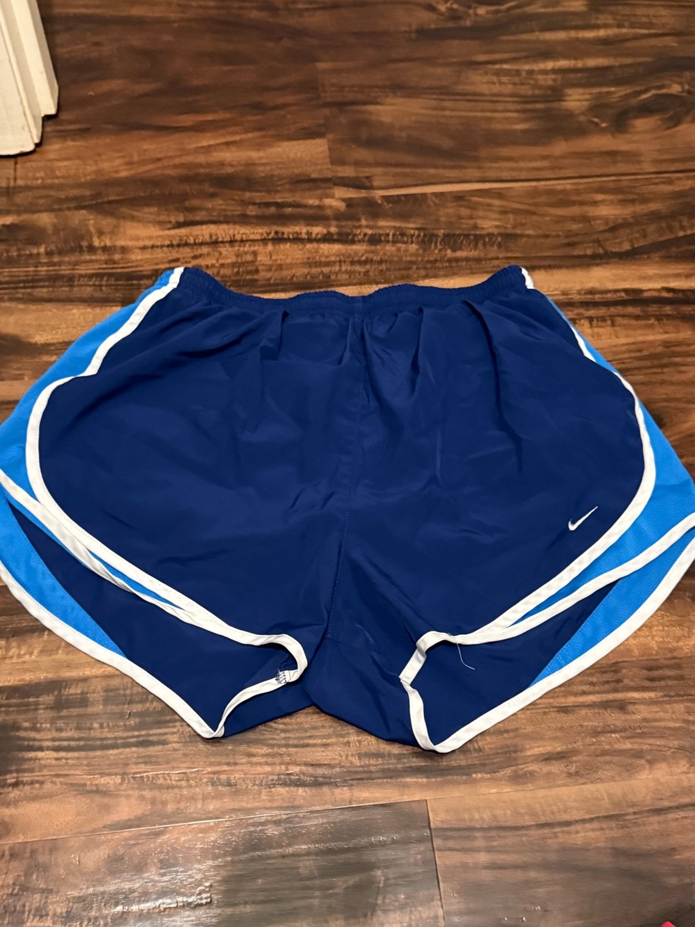 Nike Women's Tempo Track Shorts - Blue Athletic Shorts w/ White Trim - Large
